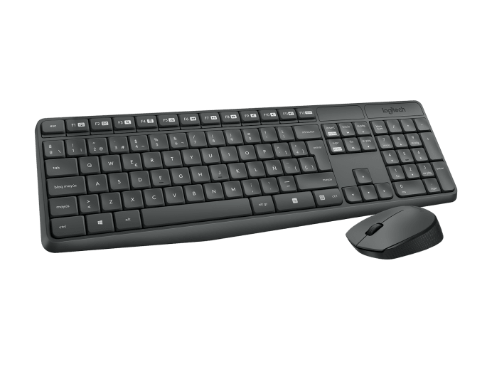 TECLADO LOGITECH + MOUSE MK235 WIRELESS USB SP BLACK (920-007901)