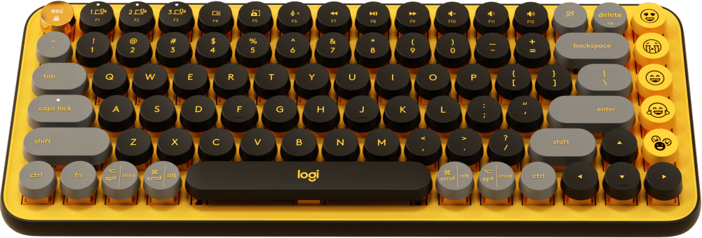 Teclado inalámbrico Logitech Blast emojis Pop Keys Multi-device negro gris y amarillo 920-010713