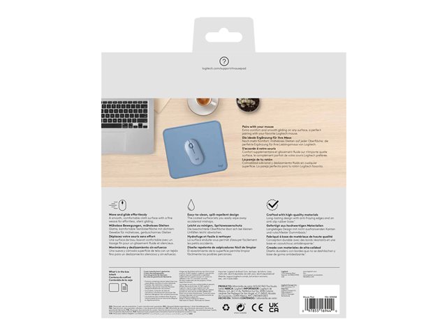 Mouse Pad Logitech Anti-salpicaduras 200X230MM gris azulado (956-000038)