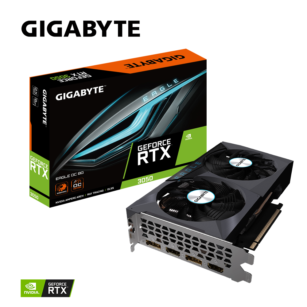 TARJETA DE VIDEO GIGABYTE RTX 3050 EAGLE OC 8G GDDR6 128-BITS HDMI DP