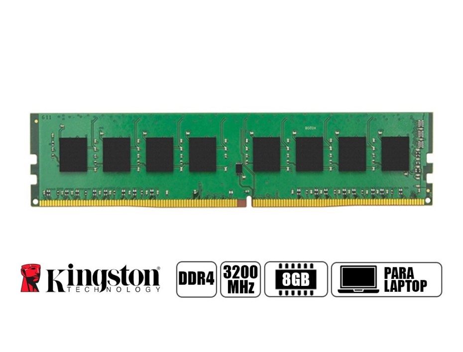 Memoria Kingston 8GB DDR4-3200 MHz, PC4-25600, CL22, 1.2V, 288-Pin, Non-ECC