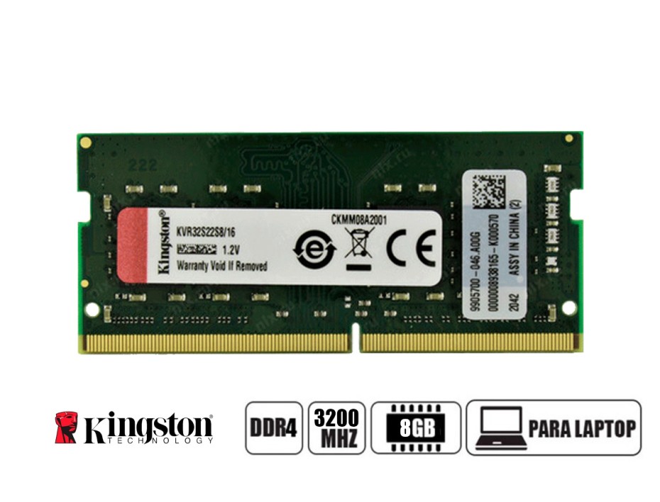 Memoria SoDIMM Kingston Módulo RAM Kingston ValueRAM – 8GB – DDR4-3200/PC4-25600 DDR4 SDRAM