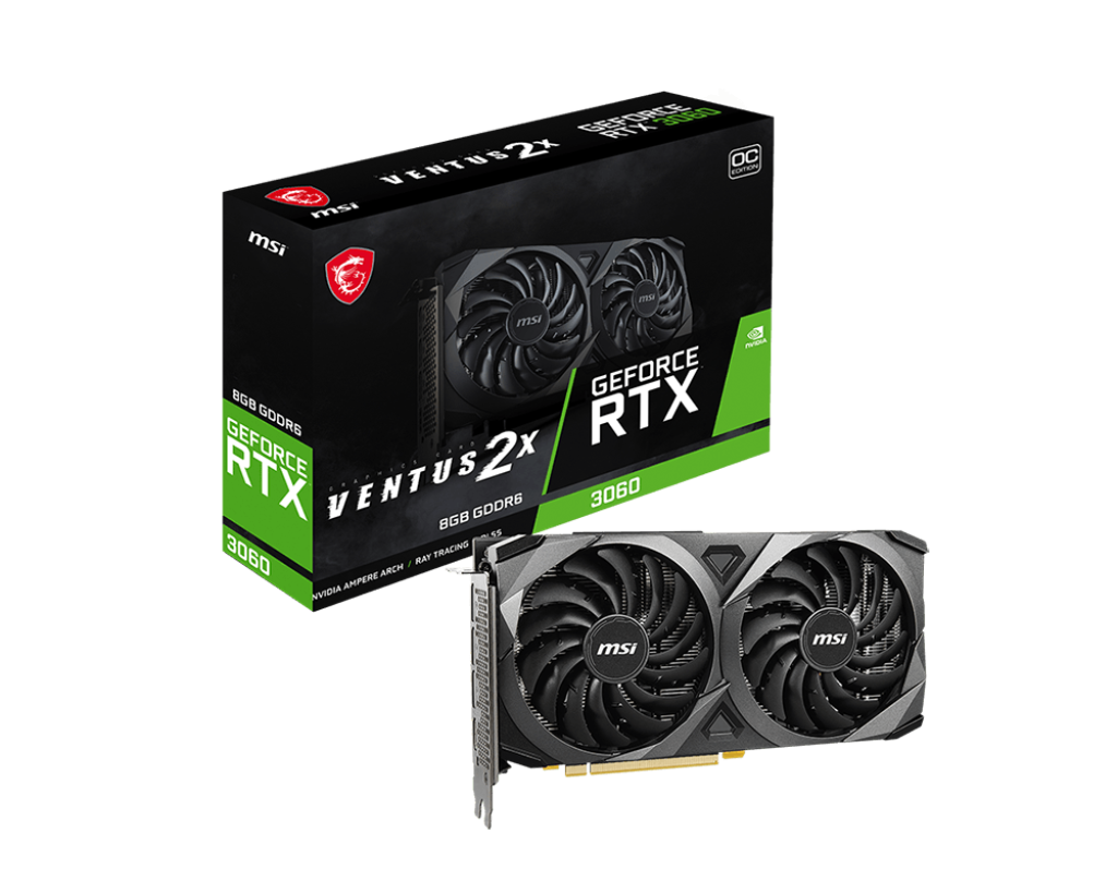 TARJETA DE VIDEO MSI RTX 3060 VENTUS 2X 8G OC GDDR6 128-BITS HDMI 3DP