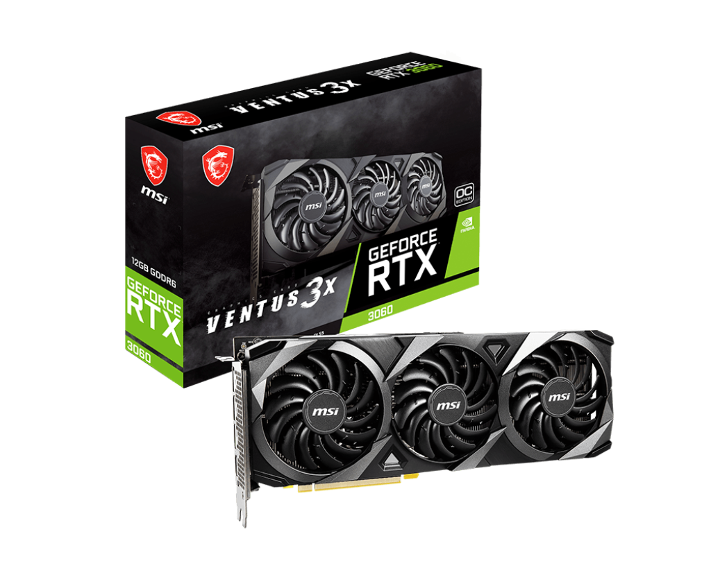 TARJETA DE VIDEO MSI RTX 3060 VENTUS 3X 12G OC GDDR6 PCI E 192-BITS