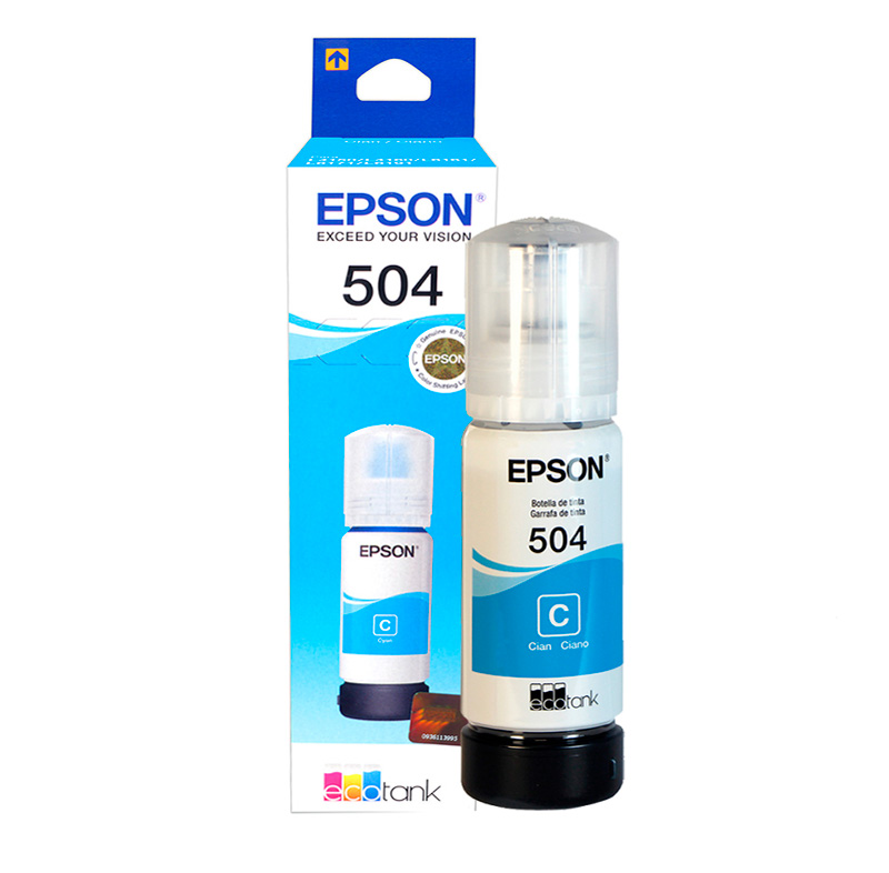 Botella de tinta EPSON T504220-AL, color Cyan, contenido 70ml