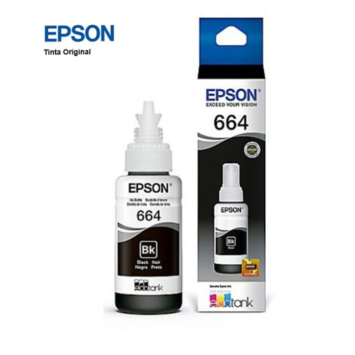 Botella de tinta EPSON T664120, color negro, contenido 70ml, para impresoras EPSON L200 (T664120-AL)