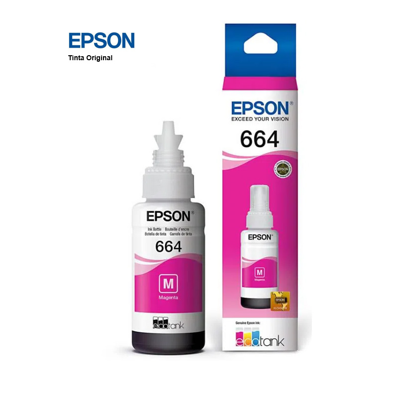 Botella de tinta EPSON T664320, color magenta, contenido 70ml, para impresoras EPSON L200 (T664320-AL)