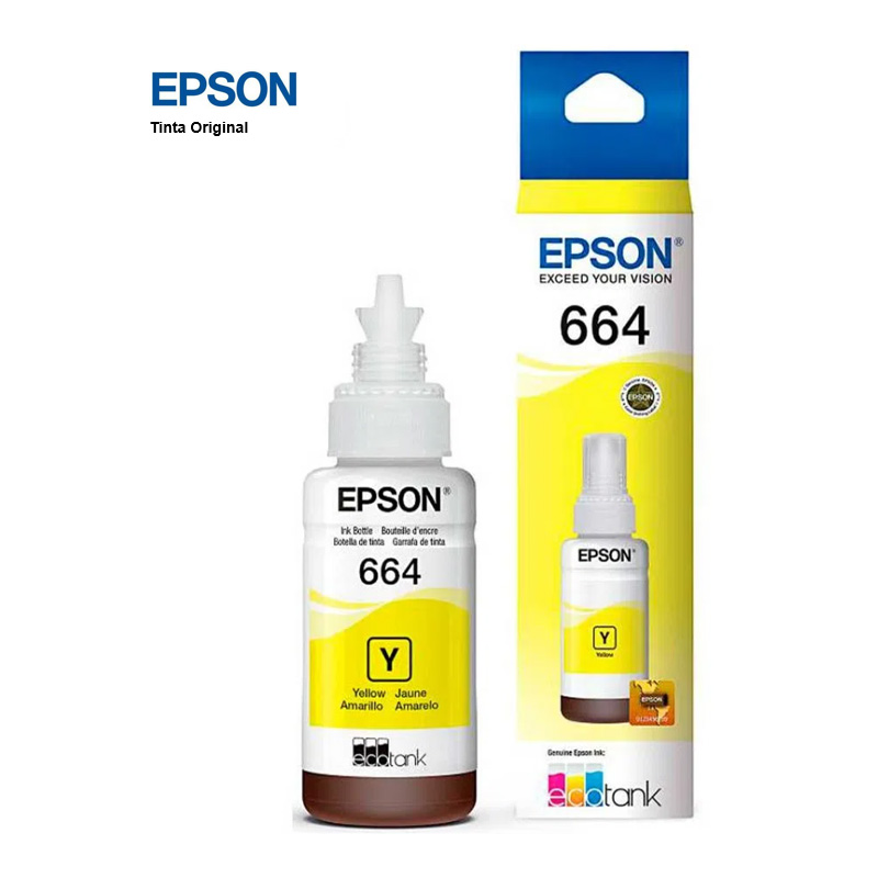 Botella de tinta EPSON T664420, color amarillo, contenido 70ml, para impresoras EPSON L200 (T664420-AL)