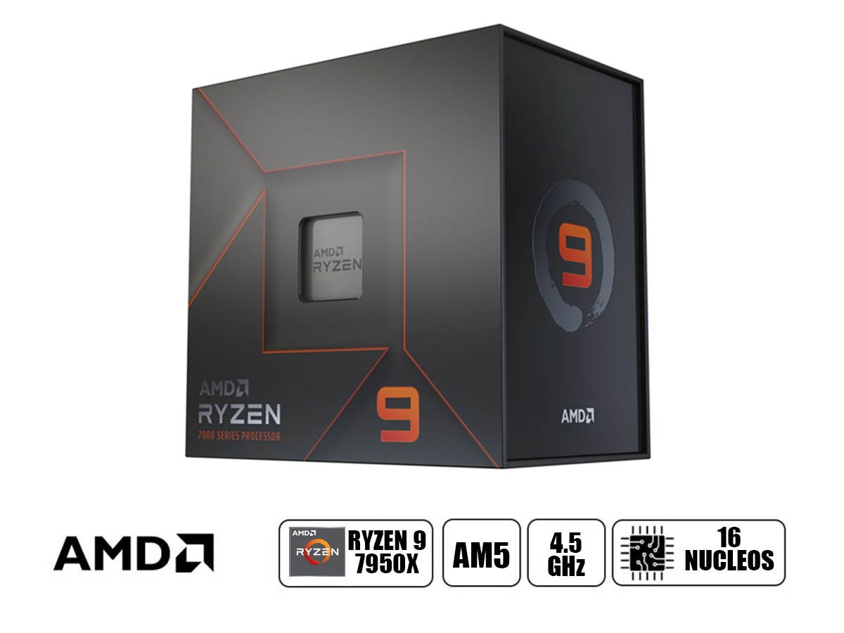 Procesador AMD Ryzen 9 7950X 4.5/5.7GHz, 64MB L3, 16-Core, AM5, 5nm, 170W