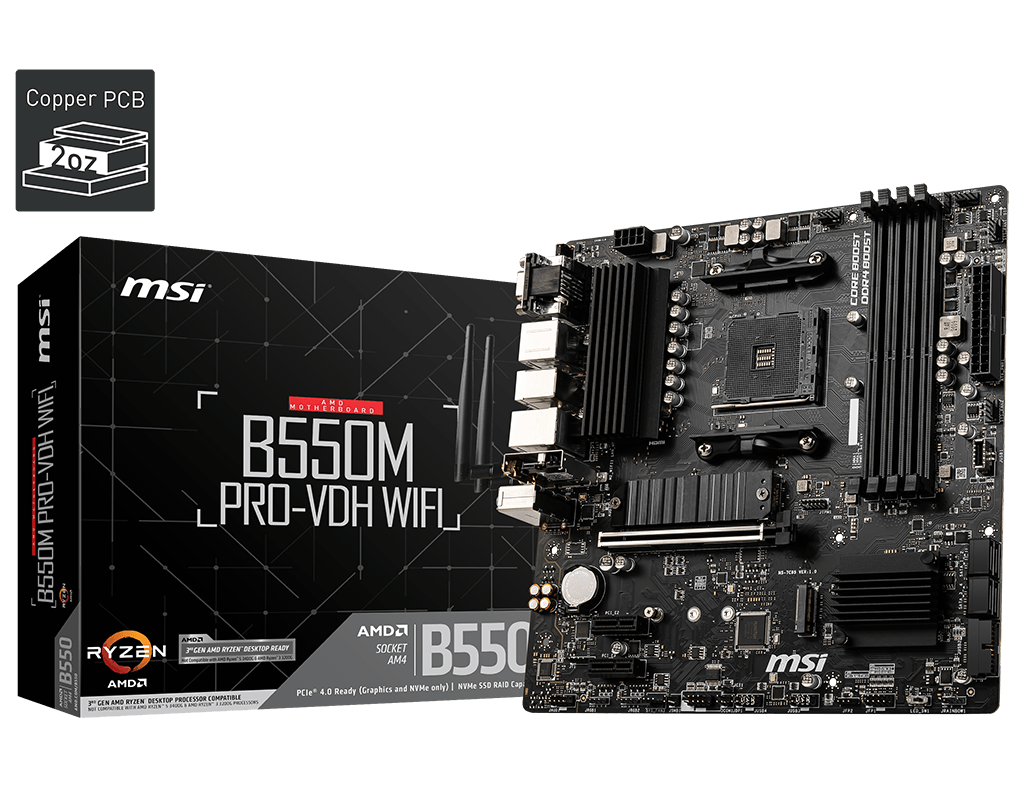 Placa MSI B550M PRO-VDH WIFI, AMD B550, AM4 Socket, VGA, HDMI, DP, USB 3.2 Gen1