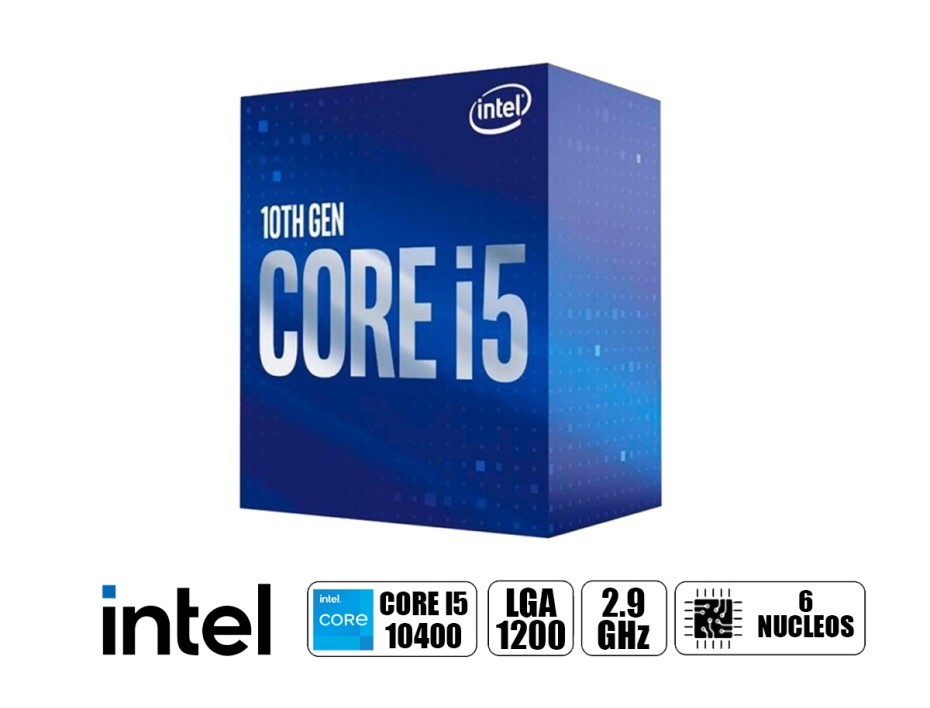 Procesador Intel Core i5-10400, 2.90 GHz, 12 MB Caché L3, LGA1200, 65W, 14 nm.