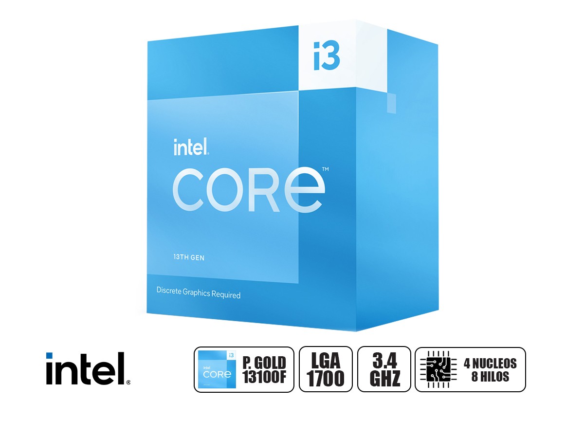 Procesador Intel CORE I3-13100F 3.40GHZ SKTLGA1700 12.00MB CACHE BOXED