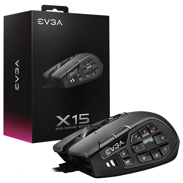 Mouse Gamer X15 EVGA SENSOR HASTA 1600 DPI RGB (904-W1-15BK-K3)