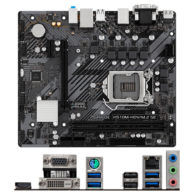 Motherboard ASROCK H510M-HDV/M.2 SE Chipset Intel LGA1200 H470 mATX